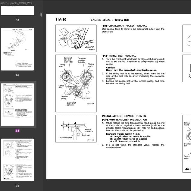 MITSUBISHI PAJERO III V60 (1999-2006) SERVICE WORKSHOP MANUAL