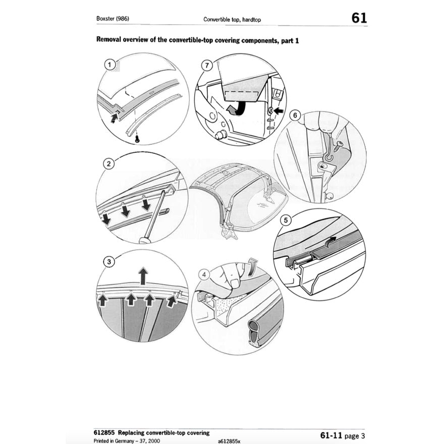PORSCHE 986 (1997-2004) CONVERTIBLE TOP SERVICE REPAIR MANUAL