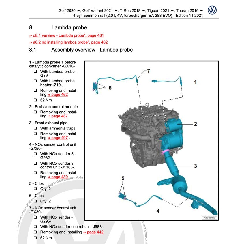 VW GOLF MK8 (2020-2023) SERVICE WORKSHOP MANUAL