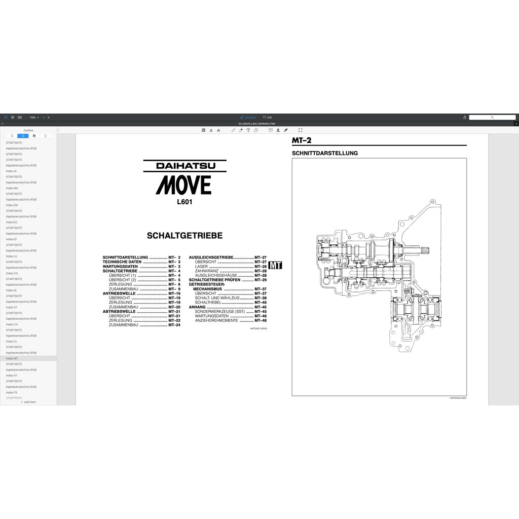DAIHATSU MOVE L601 GERMAN LANGUAGE EDITION (1995-1998) SERVICE WORKSHOP MANUAL