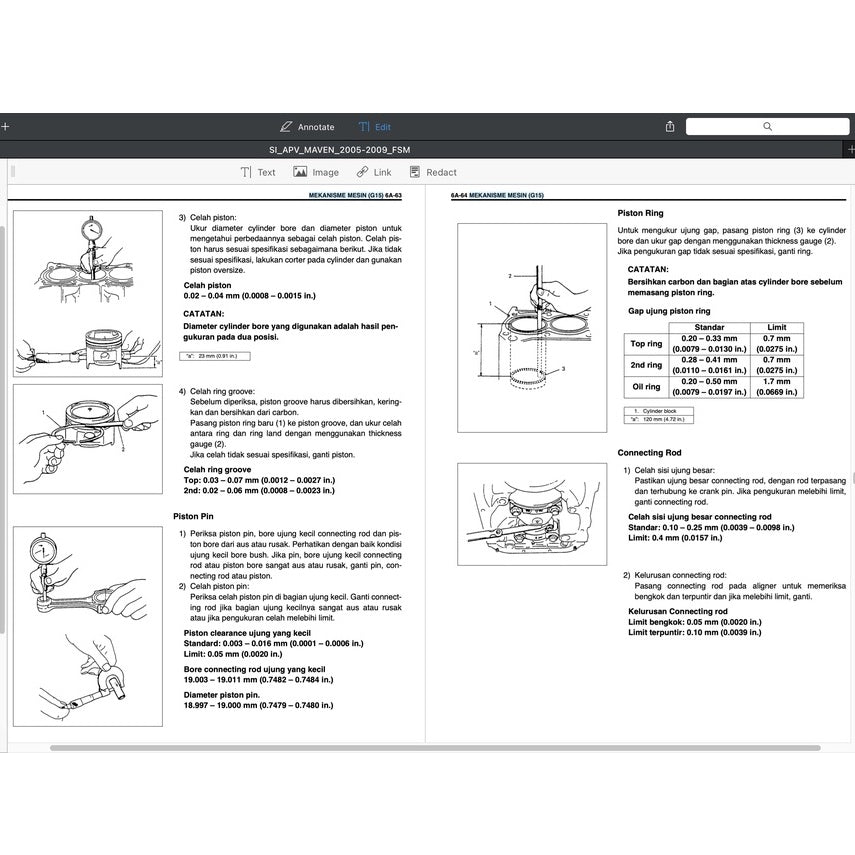 SUZUKI APV (2005-2009) SERVICE WORKSHOP MANUAL - BAHASA INDO VERSION