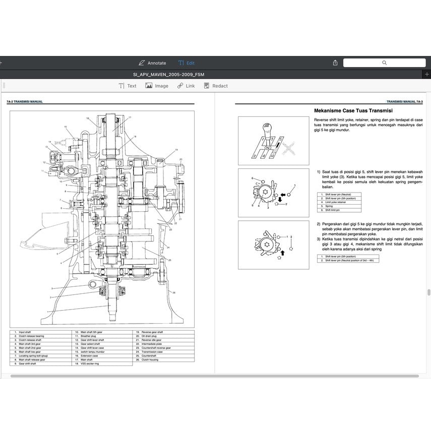 SUZUKI APV (2005-2009) SERVICE WORKSHOP MANUAL - BAHASA INDO VERSION