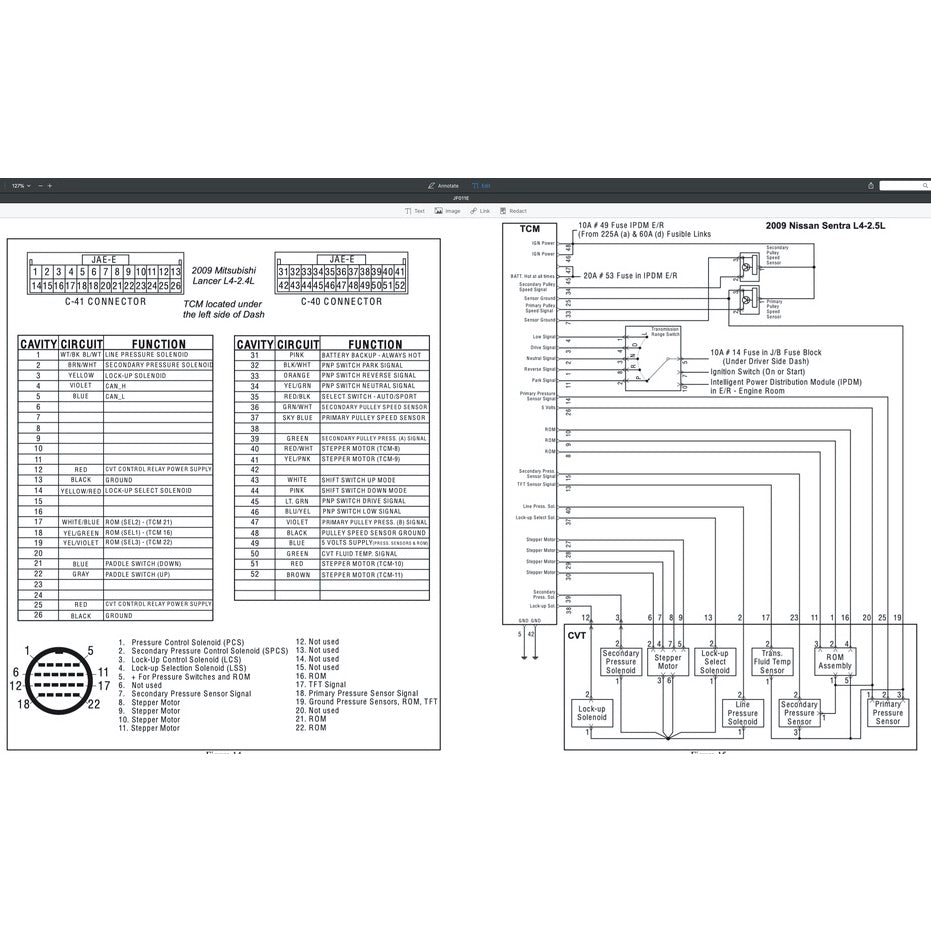 NISSAN AUTOMATIC TRANSMISSION REPAIR MANUAL JF011E (CVT)/L3N71B/L4N71B/RL3FO1A/RL4RO1A/RL4FO2A/RL4FO3A-V/RE4RO1A/RE4FO2A