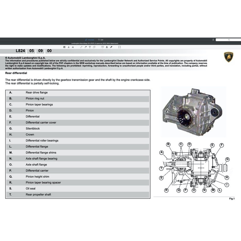 LAMBORGHINI MURCIELAGO LP670 (2009-2010) FACTORY SERVICE MANUAL