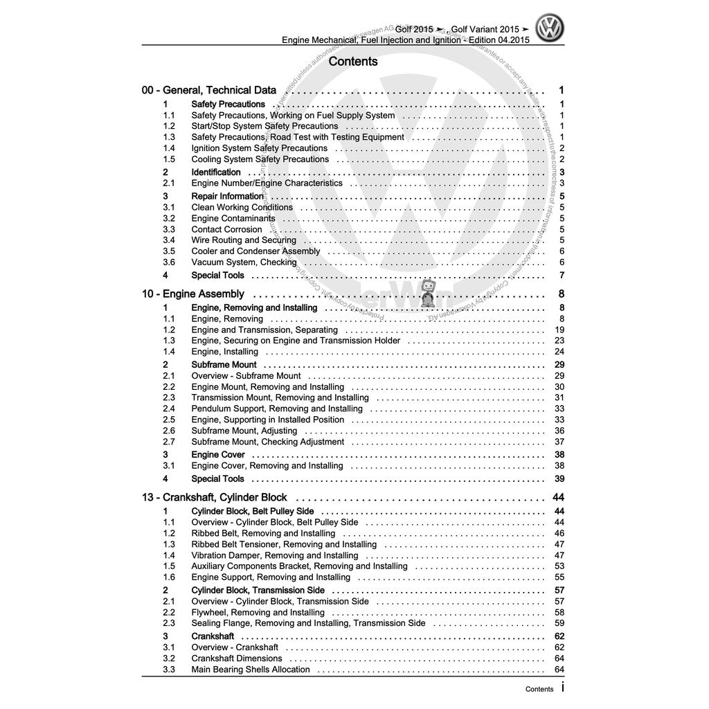 VW GOLF MK7 (2013-2020) SERVICE REPAIR WORKSHOP MANUAL