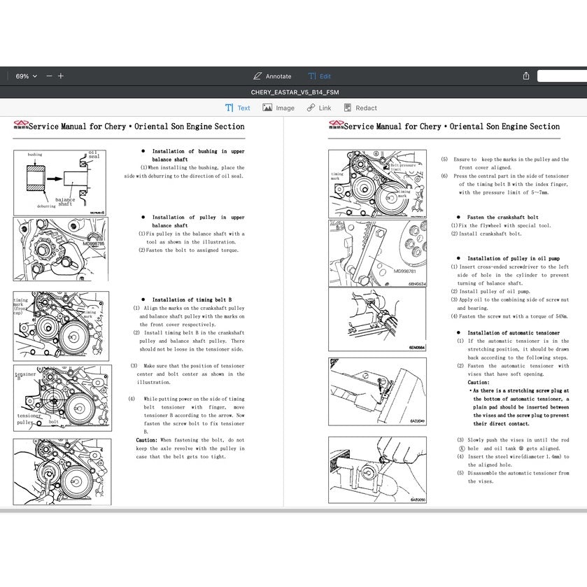 CHERY EASTAR B14 (2007-2015) SERVICE WORKSHOP MANUAL