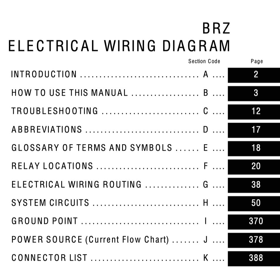 SUBARU BRZ (2013-2020) SERVICE WORKSHOP MANUAL