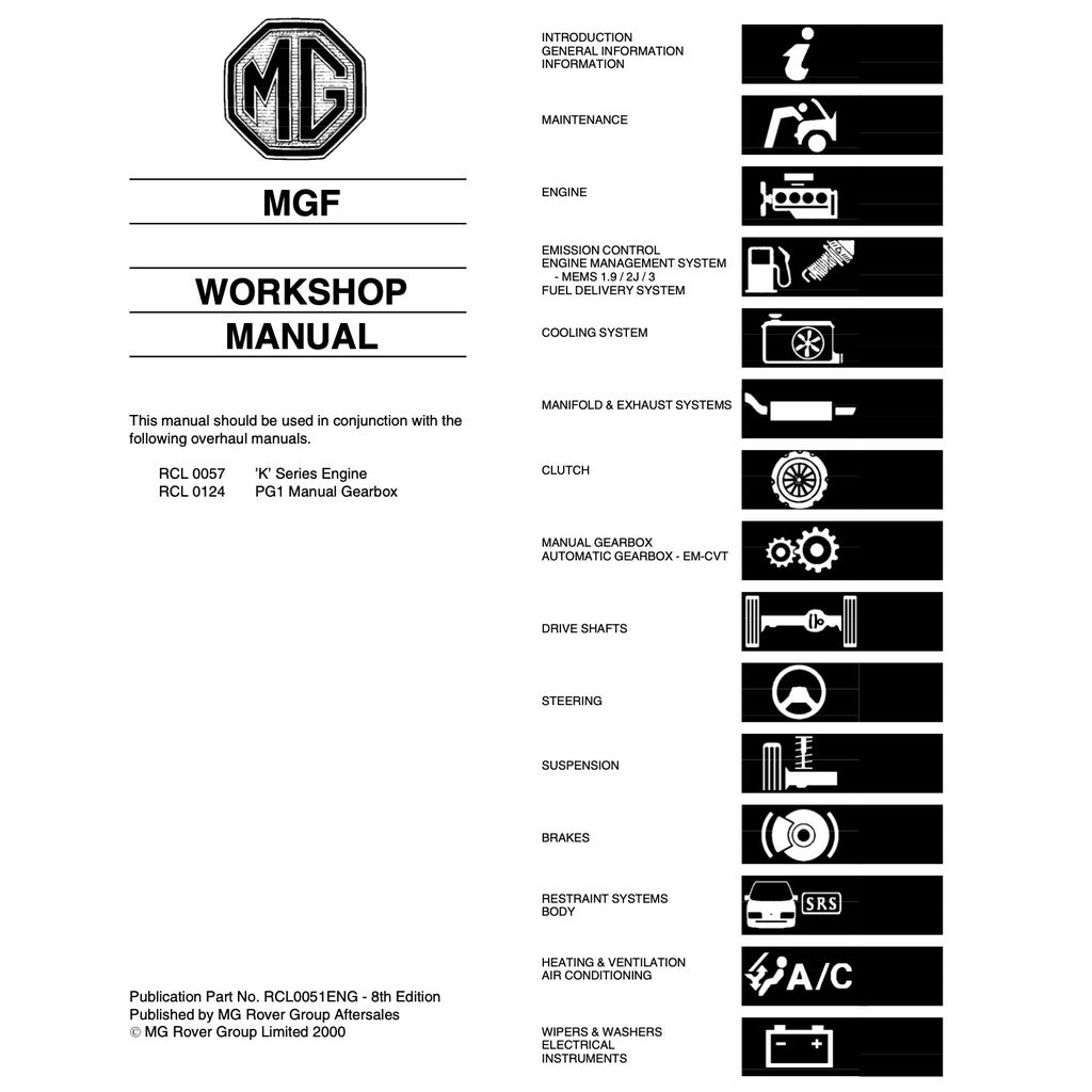MGF ROVER (1995-2002) FACTORY SERVICE REPAIR WORKSHOP MANUAL