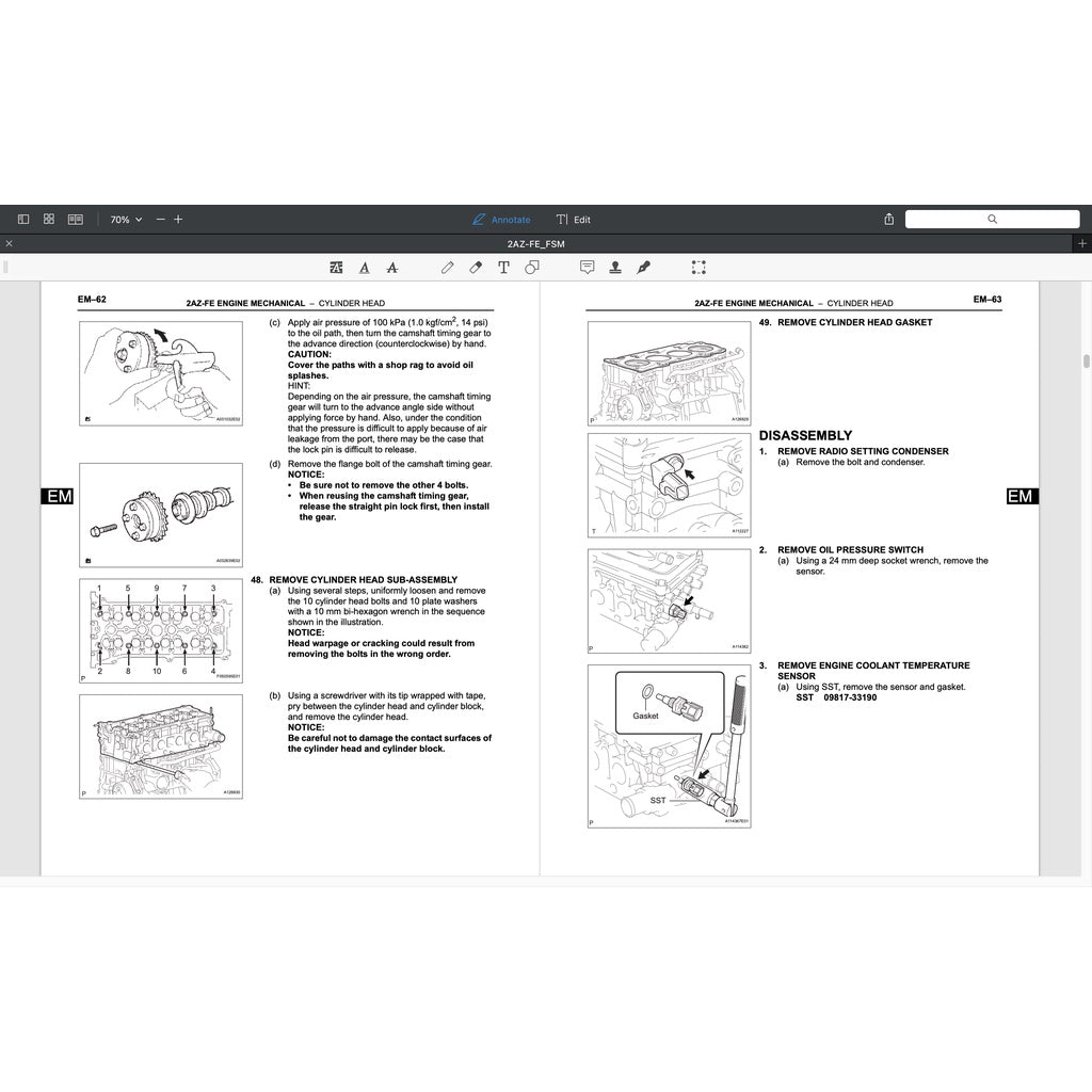 TOYOTA ENGINE 2AZ-FE SERVICE REPAIR WORKSHOP MANUAL