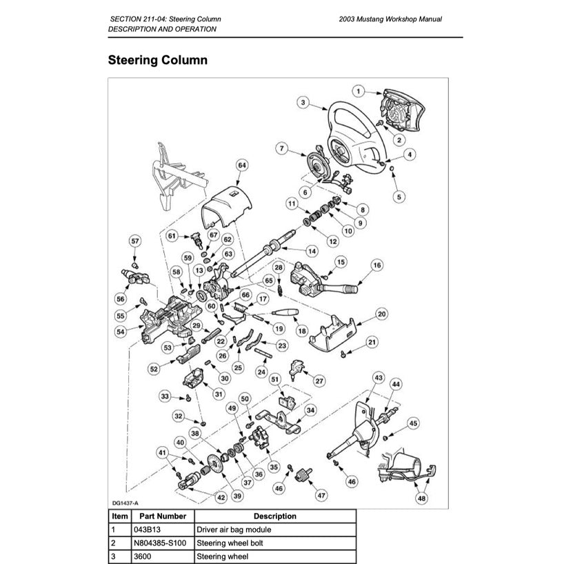 FORD MUSTANG (1999-2004) SERVICE WORKSHOP MANUAL