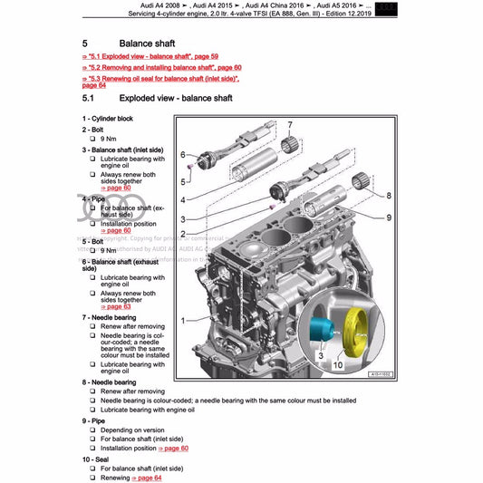 AUDI A4 B8 (2008-2016) SERVICE WORKSHOP MANUAL