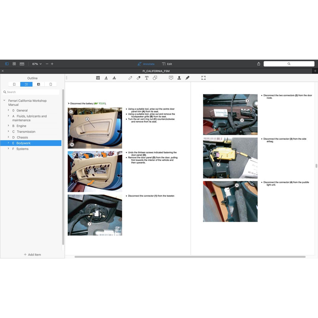 FERRARI CALIFORNIA (2008-2014) SERVICE WORKSHOP MANUAL
