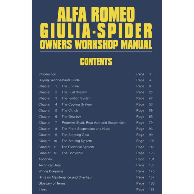 ALFA ROMEO GIULIA & SPIDER (1962-1978) OWNER WORKSHOP MANUAL - BROOKLANDS/AUTOBOOK