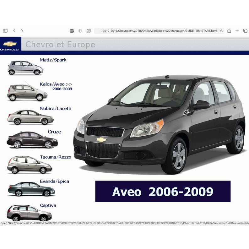 CHEVROLET AVEO (2006-2009) SERVICE WORKSHOP MANUAL - !! WORKSHOP/DEALER MOST WANTED !!
