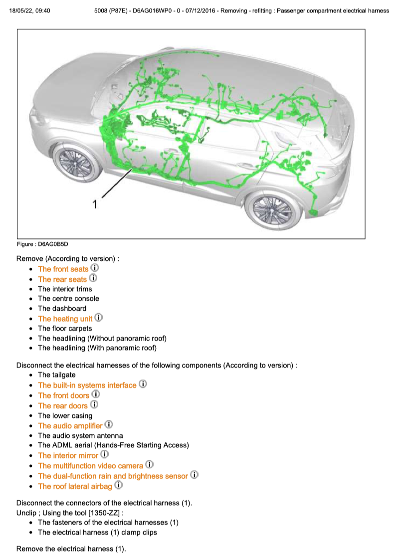 PEUGEOT 5008 P87 (2017-2024) SERVICE WORKSHOP MANUAL