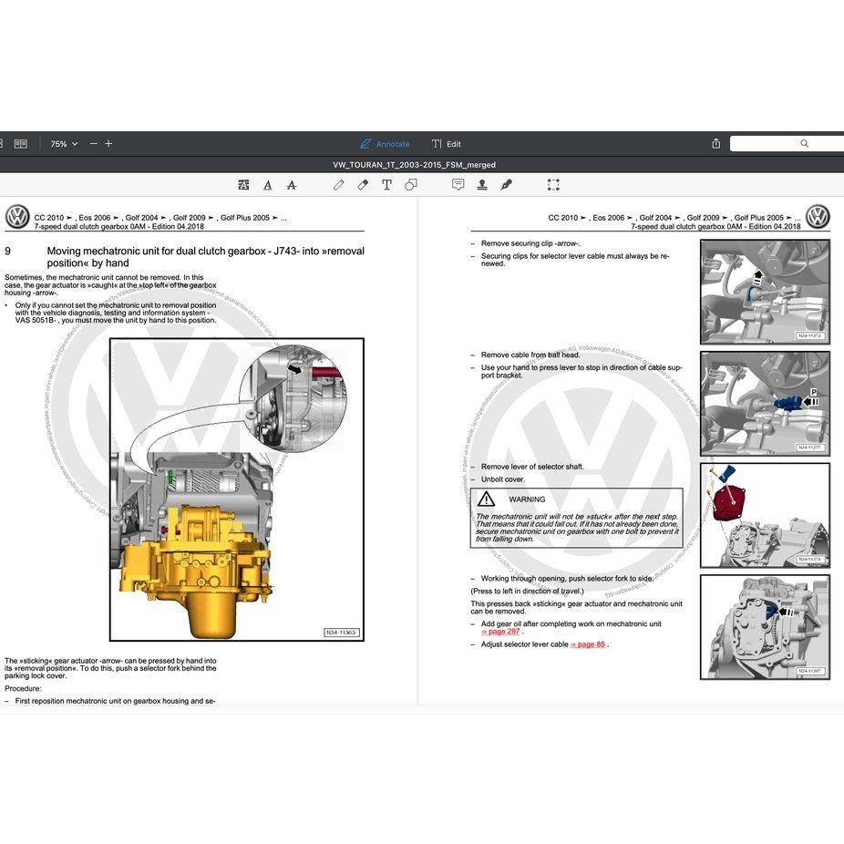 VW TOURAN I 1T (2003-2015) SERVICE WORKSHOP MANUAL