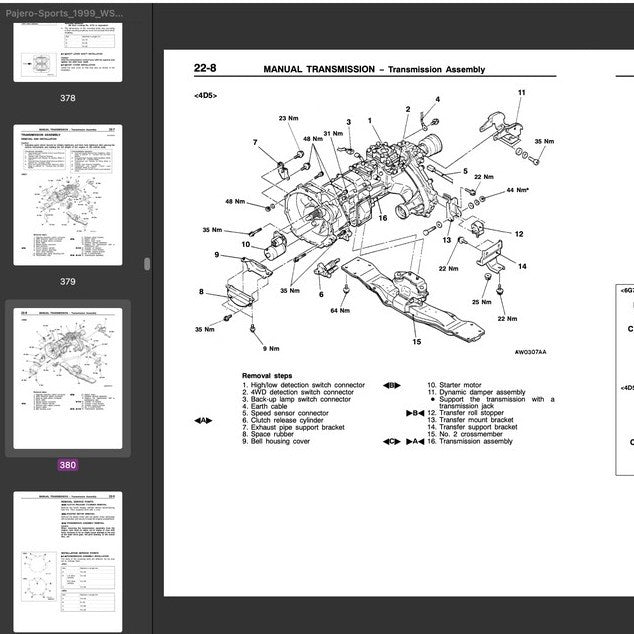 MITSUBISHI PAJERO III V60 (1999-2006) SERVICE WORKSHOP MANUAL