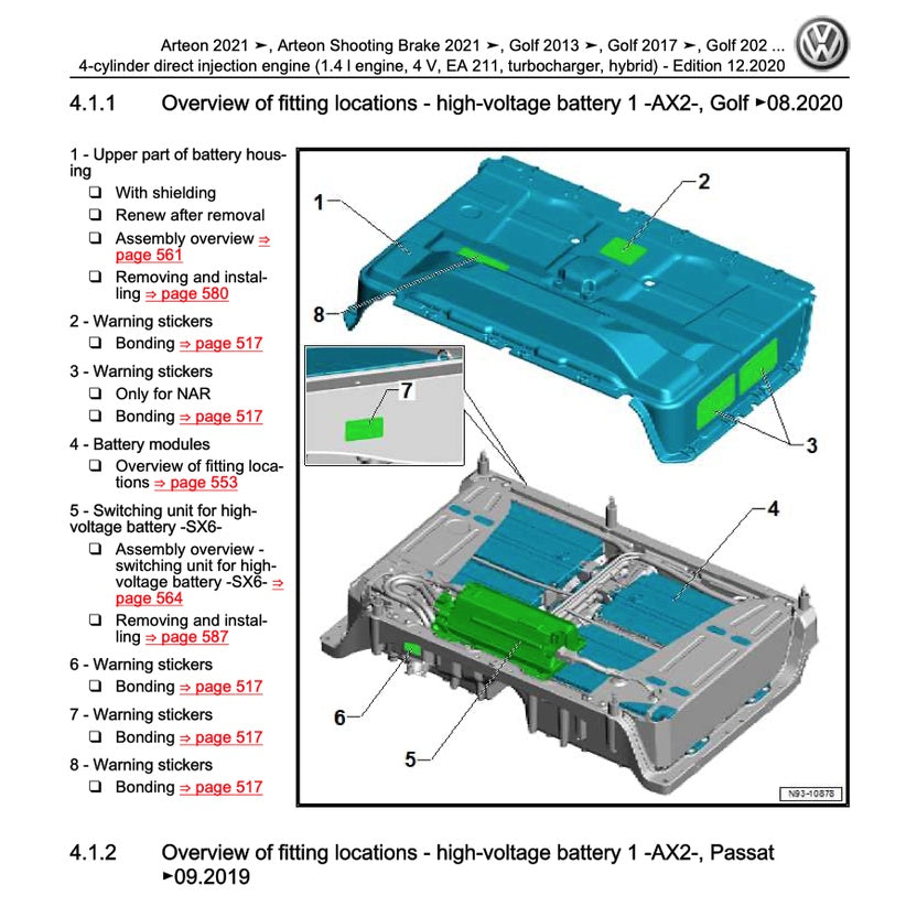 VW GOLF MK8 (2020-2023) SERVICE WORKSHOP MANUAL
