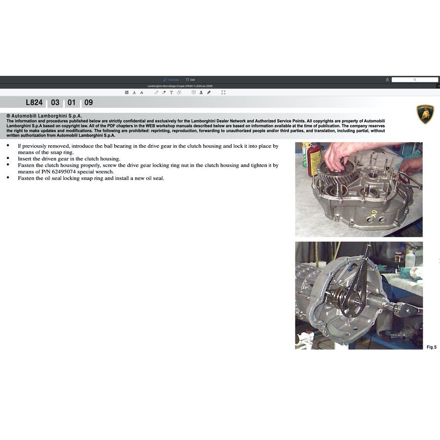 LAMBORGHINI MURCIELAGO LP640 (2006-2010) FACTORY SERVICE MANUAL