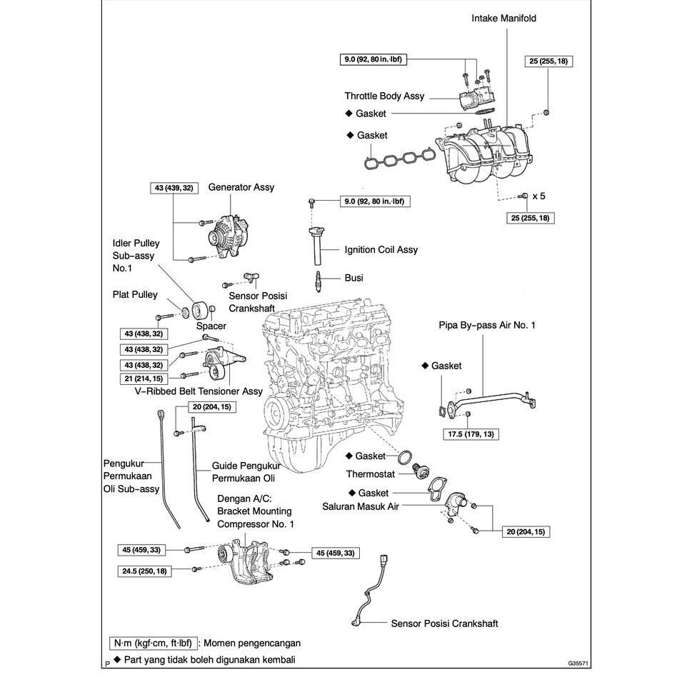 TOYOTA INNOVA/ KIJANG TG/AN40 (2004-2015) SERVICE WORKSHOP MANUAL IN BAHASA INDONESIA