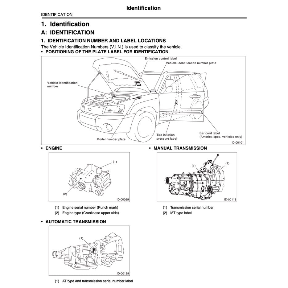 SUBARU FORESTER SG (2002-2008) SERVICE WORKSHOP MANUAL
