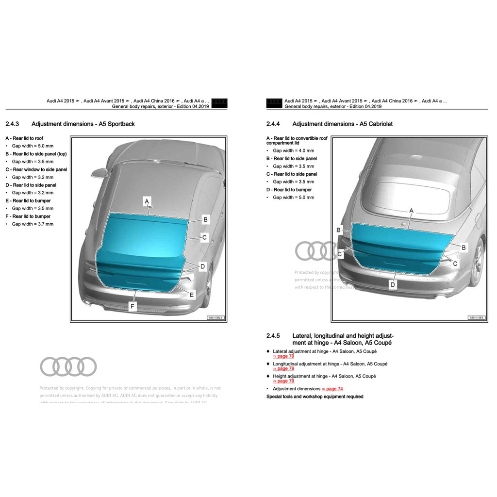 AUDI A4 B9 (2016-2024) SERVICE WORKSHOP MANUAL