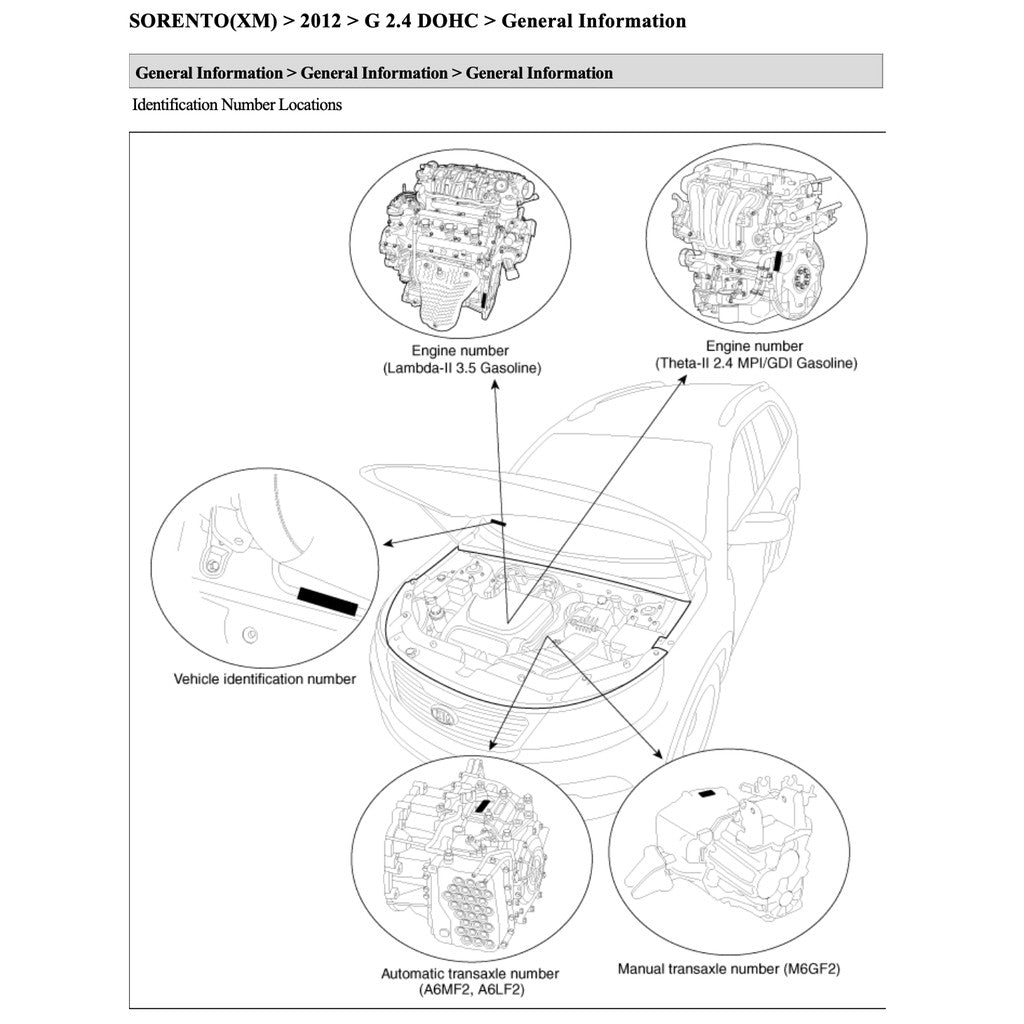 KIA SORENTO XM (2011-2015) SERVICE WORKSHOP MANUAL