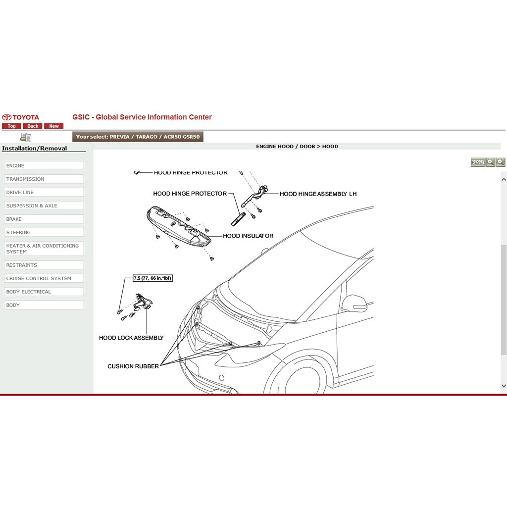 TOYOTA ESTIMA/PREVIA ACR50 /GSR50 (2006-2019) SERVICE WORKSHOP MANUAL