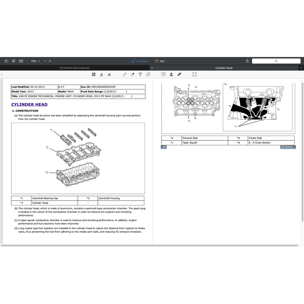 TOYOTA RAV4 XA40 (2013-2018) SERVICE WORKSHOP MANUAL