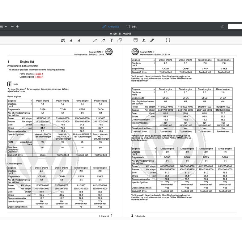 VW TOURAN II 5T (2016-2020) SERVICE WORKSHOP MANUAL