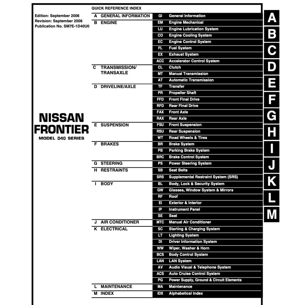 NISSAN NAVARA D40 (2005-2014) SERVICE WORKSHOP MANUAL