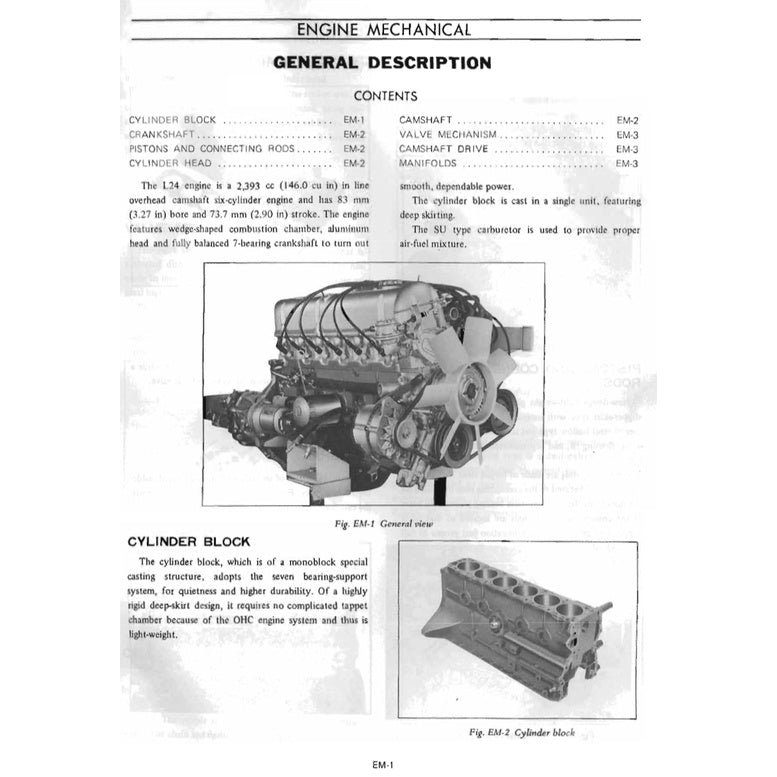 DATSUN 240Z S30 (1969-1973) SERVICE WORKSHOP MANUAL + PARTS CATALOGUE