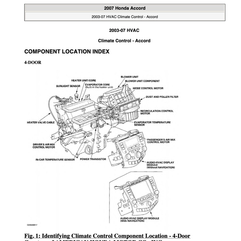 HONDA ACCORD 7 CL (2003-2008) SERVICE WORKSHOP MANUAL