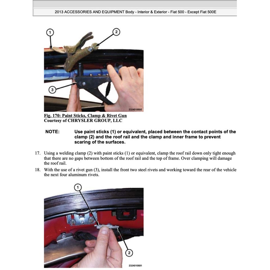 FIAT 500 C (2007-2019) CONVERTIBLE ROOF SERVICE & REPAIR MANUAL
