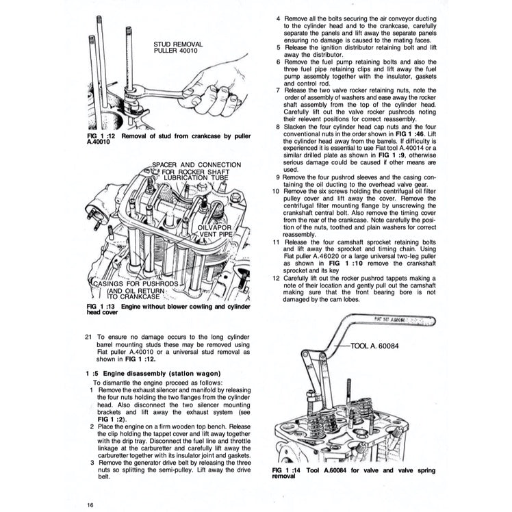 FIAT 500 D/F/L (1957-1974) SERVICE WORKSHOP MANUAL + OWNER's MANUAL