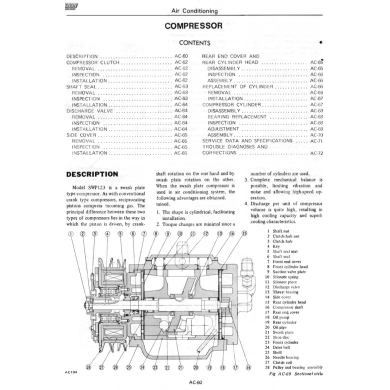 DATSUN 260Z S30 (1974-1978) SERVICE WORKSHOP MANUAL + PARTS CATALOGUE