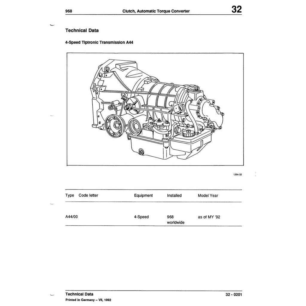 PORSCHE 968 (1991-1995) SERVICE WORKSHOP MANUAL
