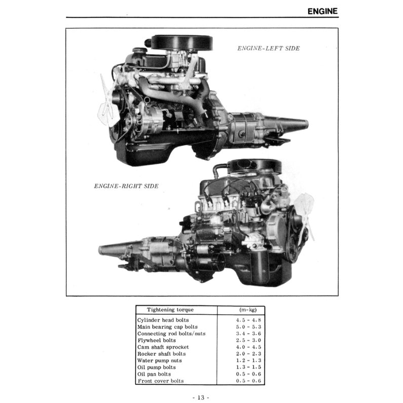 DATSUN 1000 B10 (1966-1969) SERVICE WORKSHOP MANUAL