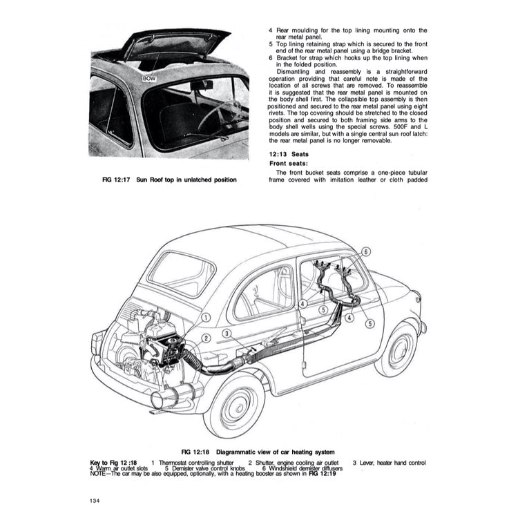 FIAT 500 D/F/L (1957-1974) SERVICE WORKSHOP MANUAL + OWNER's MANUAL