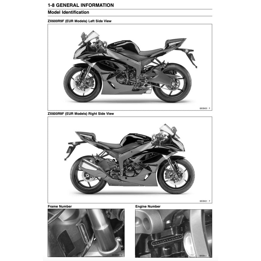 KAWASAKI ZX-6R (2009-2012) SERVICE WORKSHOP MANUAL + OWNER'S MANUAL