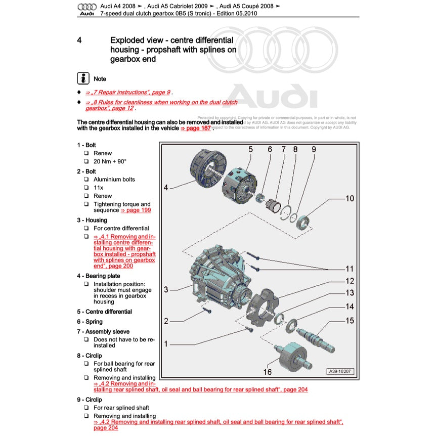 AUDI A4 B8 (2008-2016) SERVICE WORKSHOP MANUAL