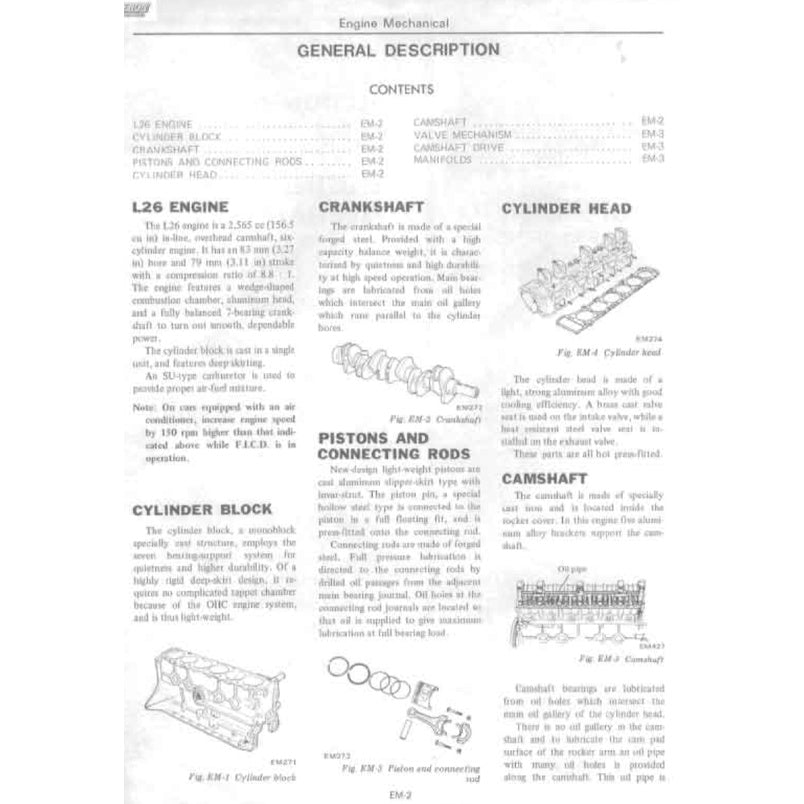 DATSUN 260Z S30 (1974-1978) SERVICE WORKSHOP MANUAL + PARTS CATALOGUE