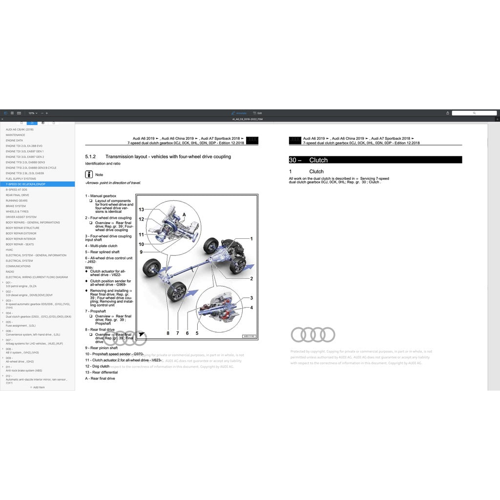 AUDI A6 C8/4K (2018-2022) SERVICE WORKSHOP MANUAL