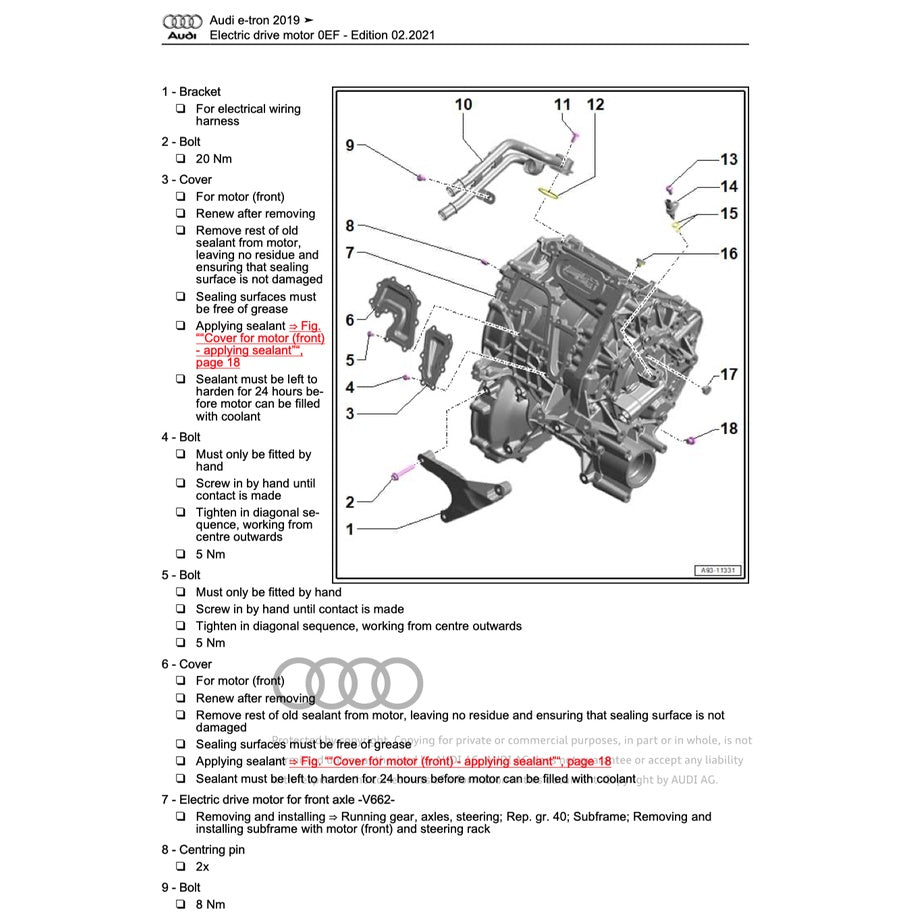 AUDI e-tron EV (2019+) SERVICE WORKSHOP MANUAL