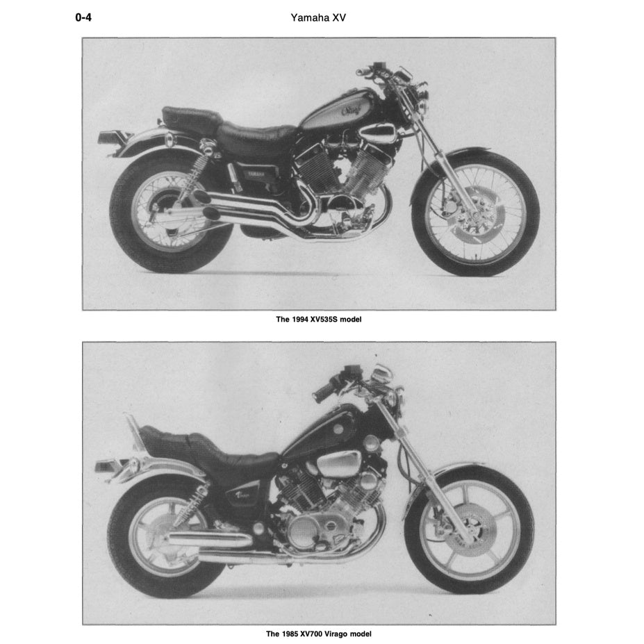 YAMAHA VIRAGO XV535 (1987-2004) FACTORY SERVICE WORKSHOP MANUAL + PARTS CATALOGUE