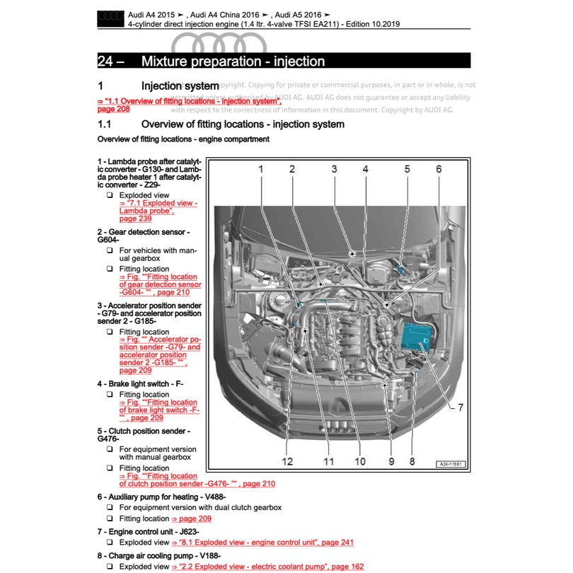 AUDI A4 B9 (2016-2024) SERVICE WORKSHOP MANUAL