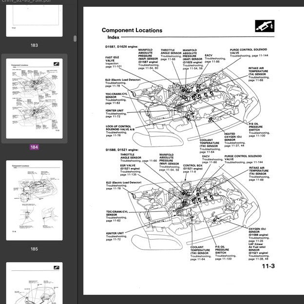 HONDA CIVIC 5 (1992-1995) SERVICE WORKSHOP MANUAL + ELECTRICAL TROUBLESHOOTING MANUAL