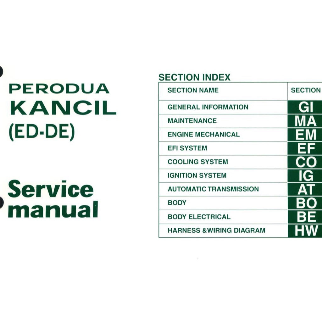 PERODUA KANCIL MK2 (2002-2009) SERVICE WORKSHOP MANUAL