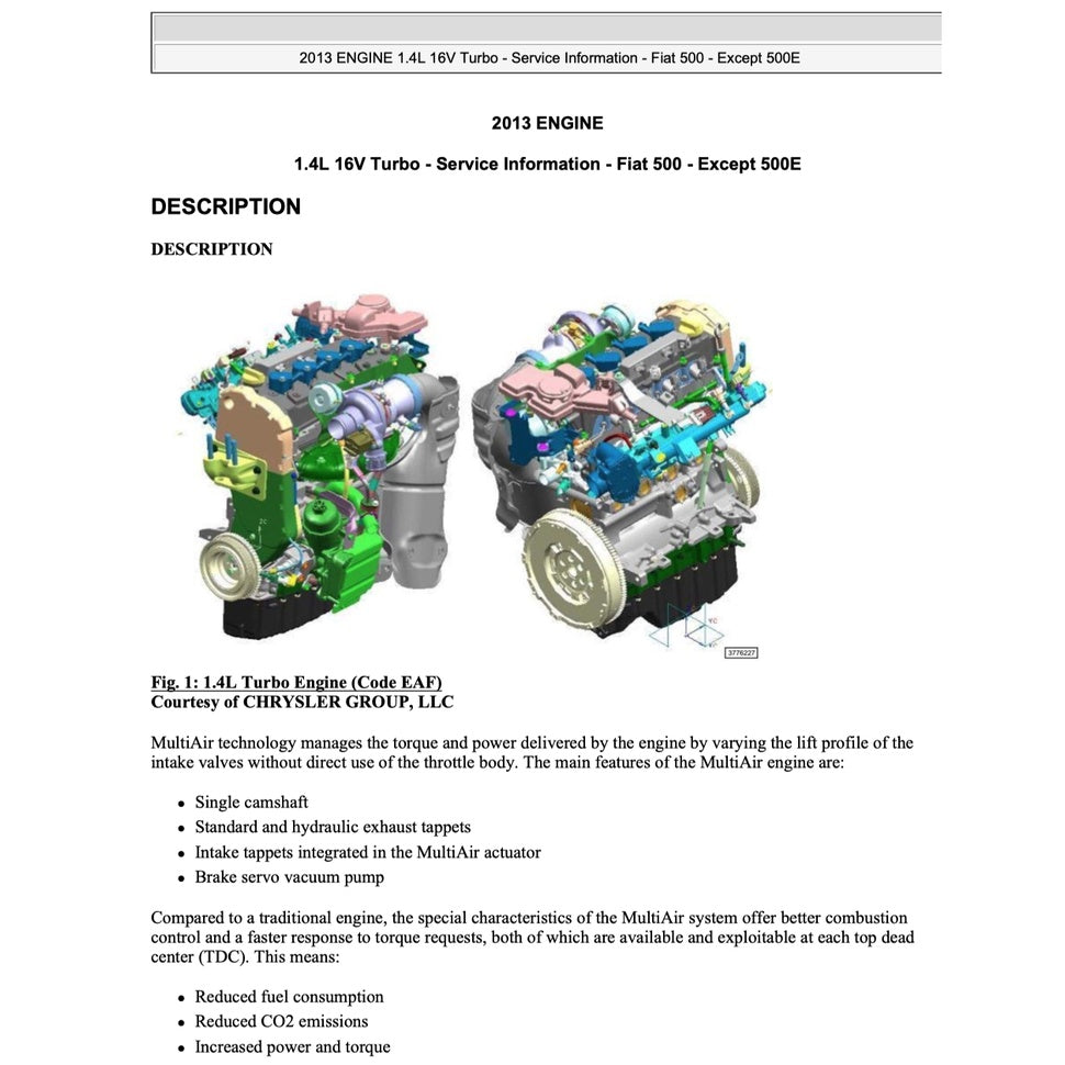 FIAT 500 (2009-2016) SERVICE WORKSHOP MANUAL