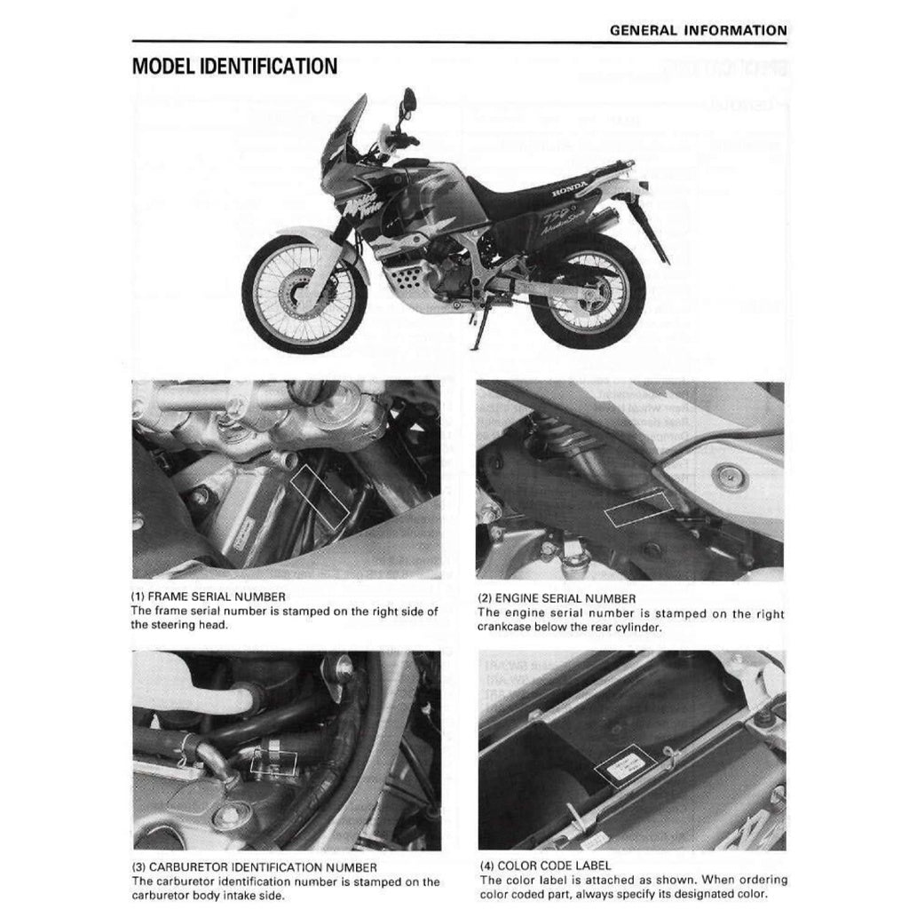HONDA AFRICA TWIN XRV 750 T (1996-2000) SERVICE WORKSHOP MANUAL + PARTS CATALOGUE + OWNER'S MANUAL
